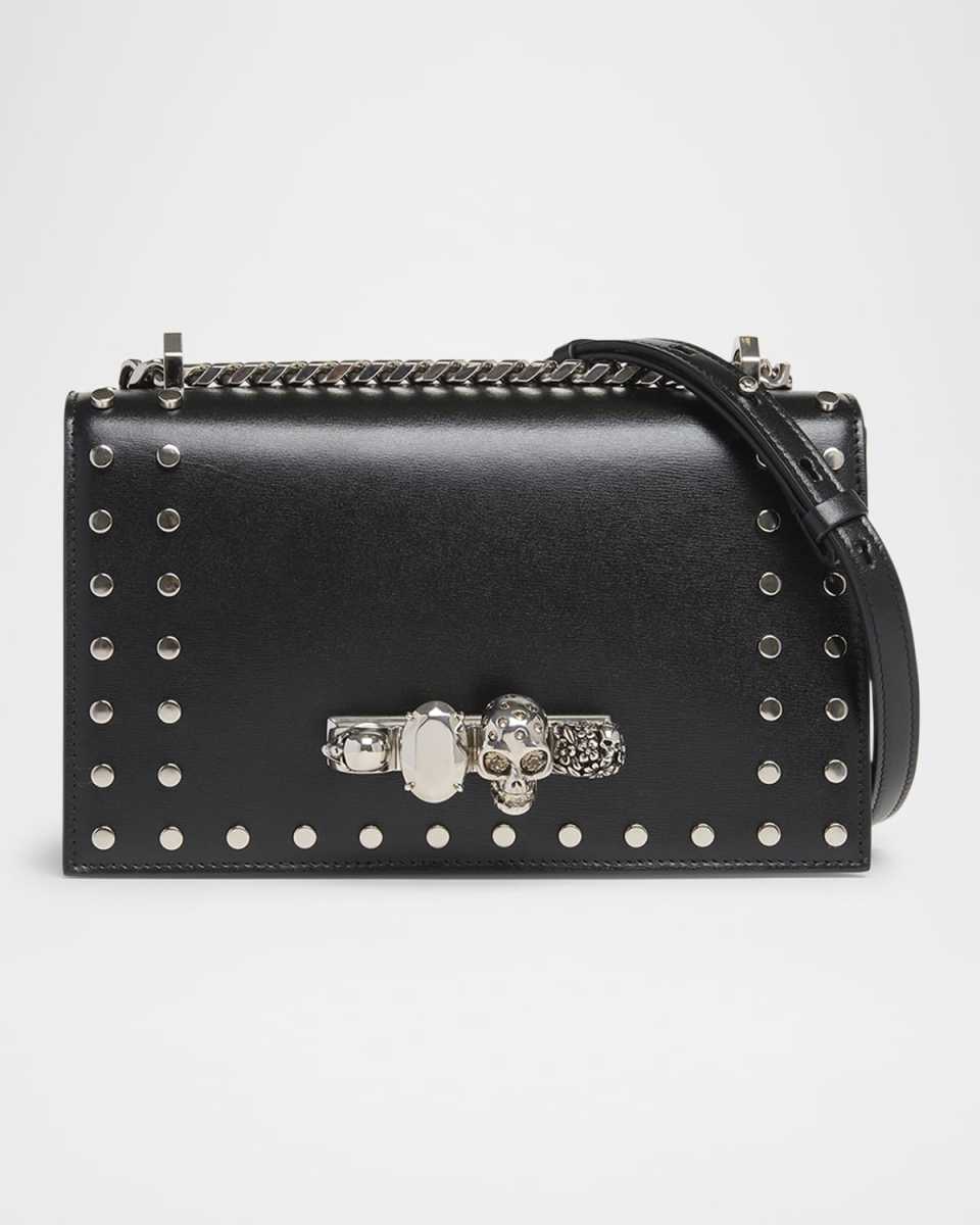 Jeweled Calfskin Leather Satchel Bag